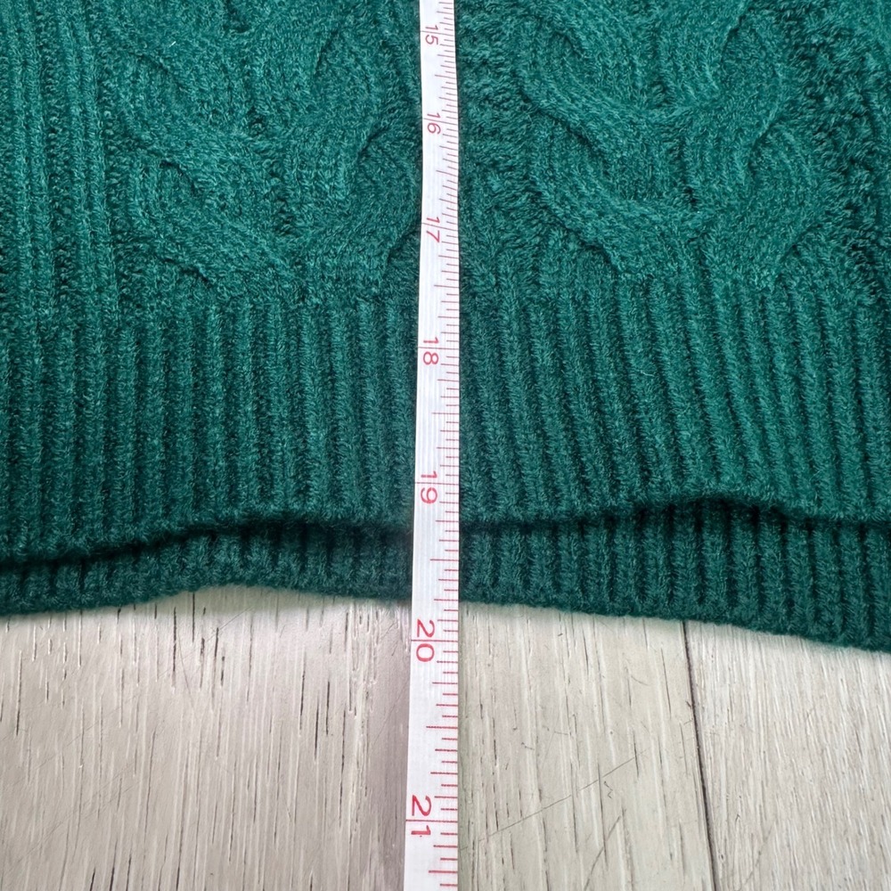 Tommy Hilfiger Green Cable Knit Crewneck Sweater chunky Cozy Preppy cute large - Picture 10 of 10